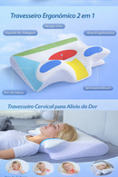 Travesseiro Ergonômico Cervical – Alívio de Dores e Sono Profundo